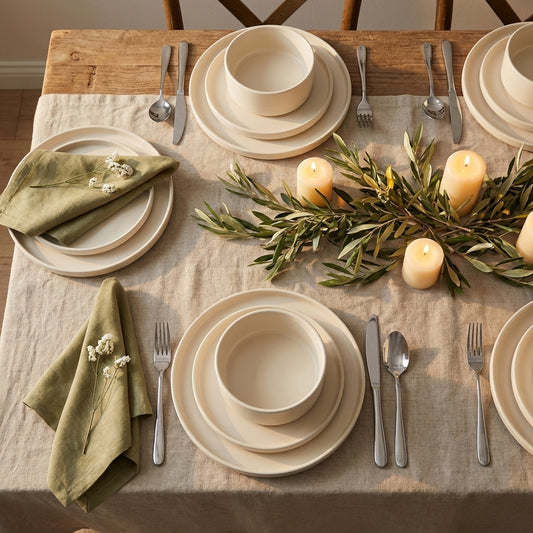 Heirloom Stoneware Dinner Set | Soft Cream