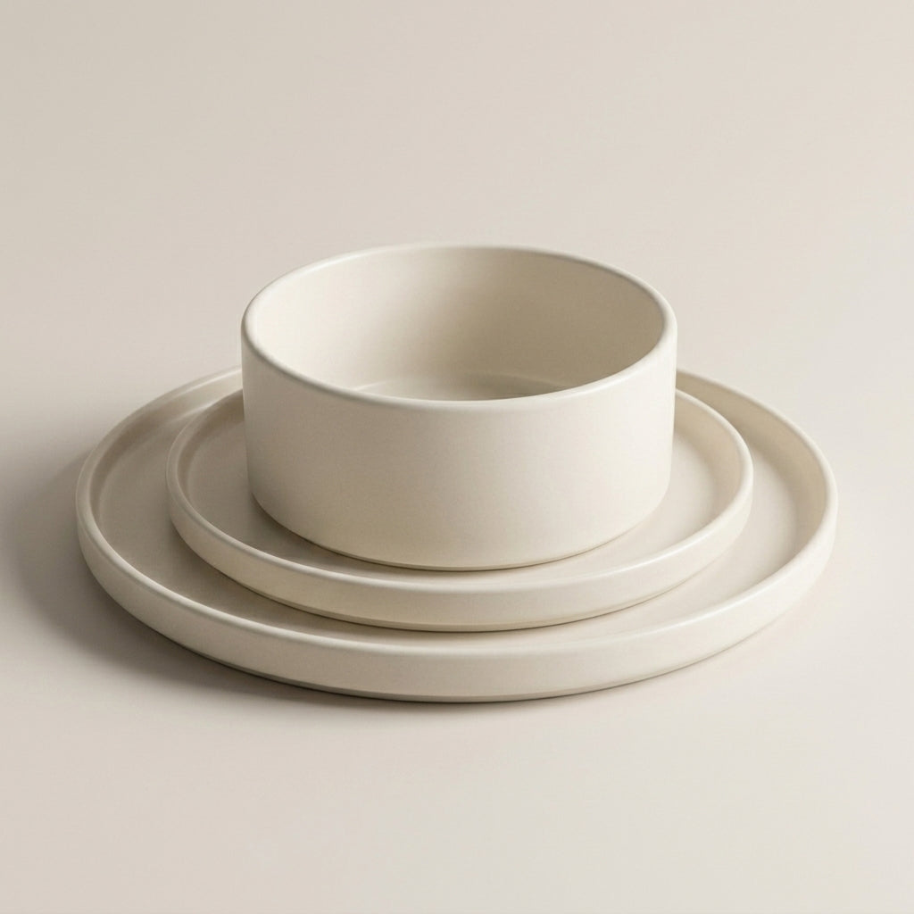 Heirloom Stoneware Dinner Set | Soft Cream