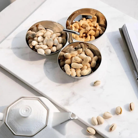 Stainless Steel 3-Section Snack Bowl – Appetiser Serving Dish