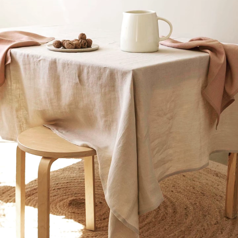 Pure Linen Tablecloth – Natural Solid Colour Table Cover