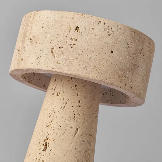 Table Lamp – Wabi-Sabi Geometric Design, Warm Yellow Light, Handmade Natural Stone Lighting