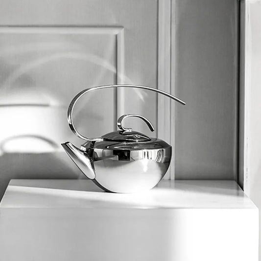 Stainless Steel Tea Set – Teapot, Cups & Tray - Petal Collection