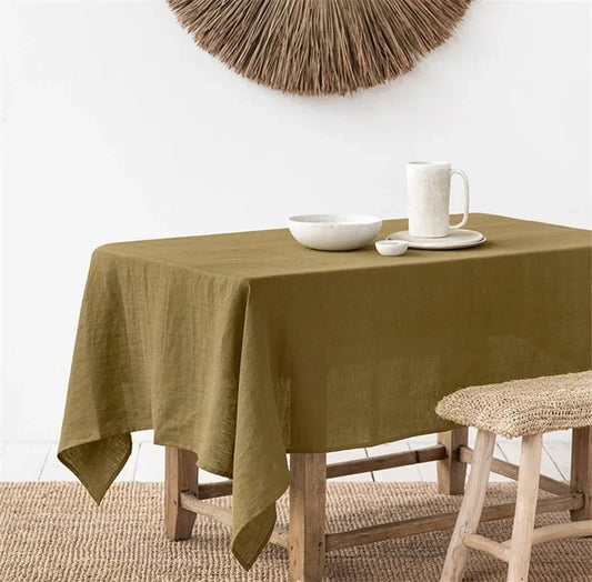 Pure Linen Tablecloth – Natural Solid Colour Table Cover