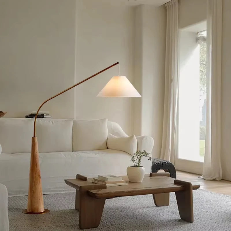 Modern Walnut Floor Lamp – LED Bedside & Living Room Lighting