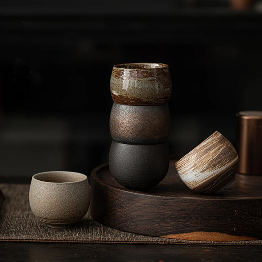Handmade Stoneware Ceramic Cup – 80 ml Espresso or Tea Cup, Rustic Artisan Tableware