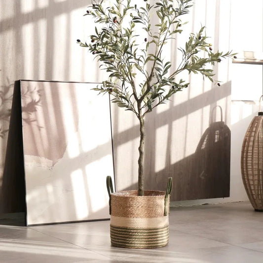 Natural Wicker Planter Basket – Handwoven Bamboo & Seagrass Storage for Home and Garden