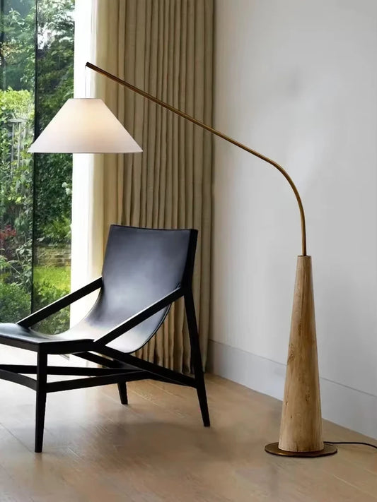 Modern Walnut Floor Lamp – LED Bedside & Living Room Lighting