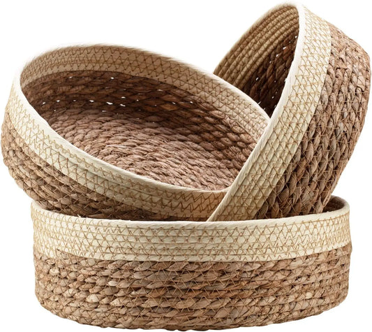Set of 3 Handwoven Natural Straw Baskets – Stylish Storage for Home & Kitchen