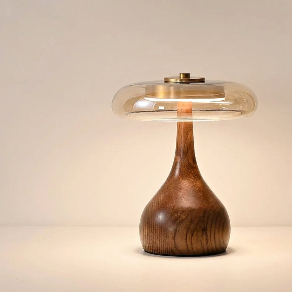 Halo Timber Lamp |  Solid Walnut & Tinted Glass