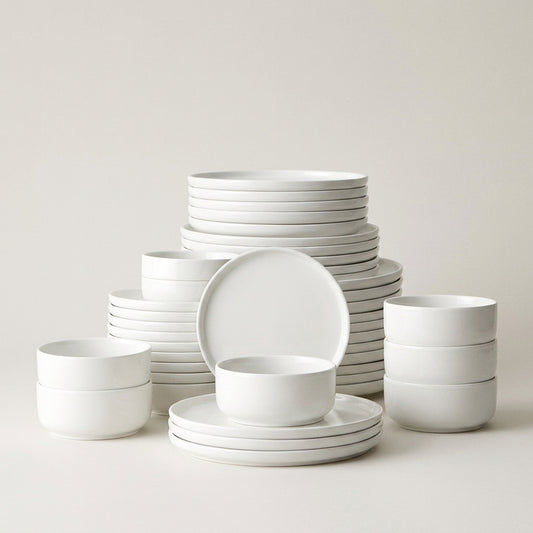 White Stoneware Dinner Set | Handcrafted Ceramic