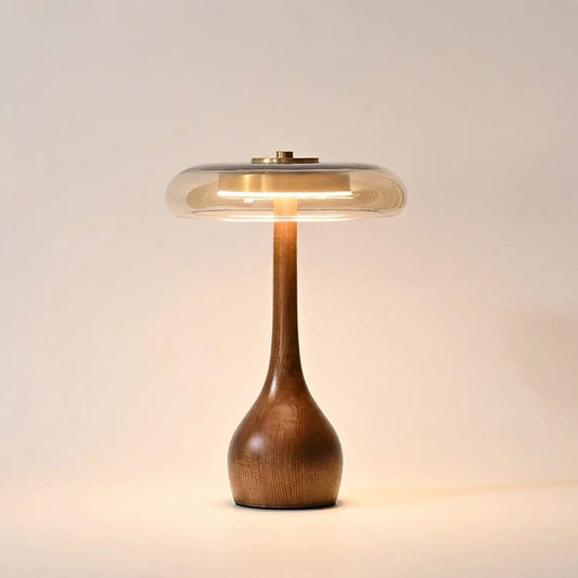 Halo Timber Lamp |  Solid Walnut & Tinted Glass
