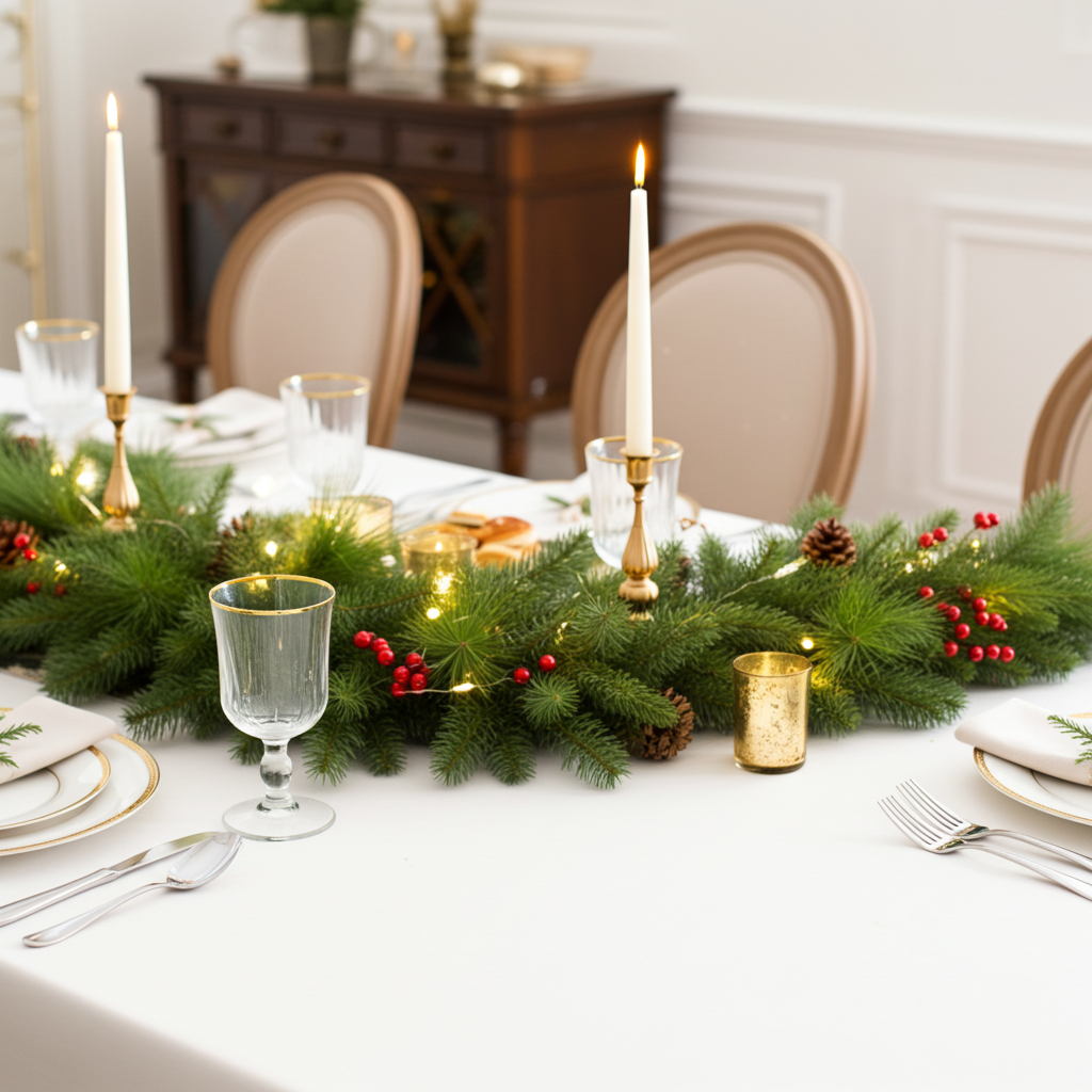 180cm Pre-Lit Rattan Christmas Centrepiece Garland Berry