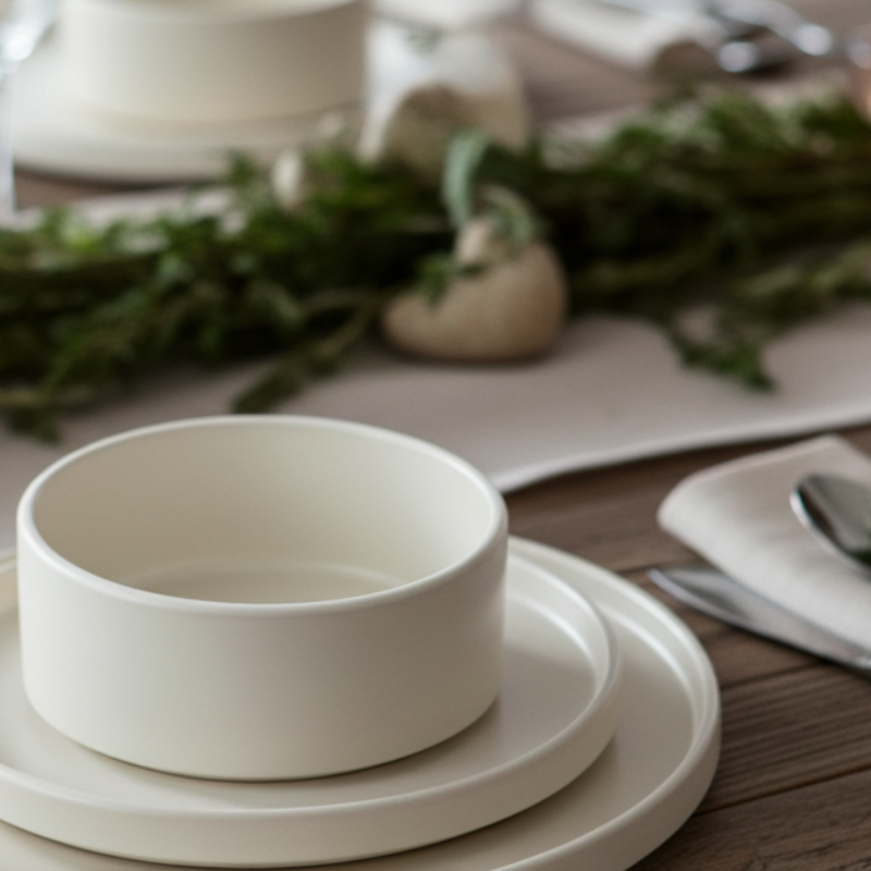 White Porcelain Tableware Set – 12/24-Piece Minimalist Dinnerware for 4/6 People