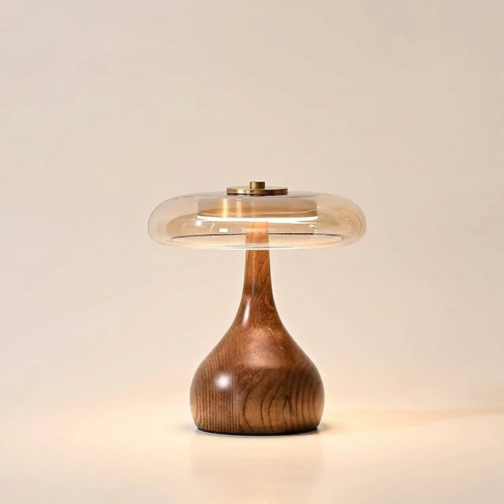 Halo Timber Lamp |  Solid Walnut & Tinted Glass