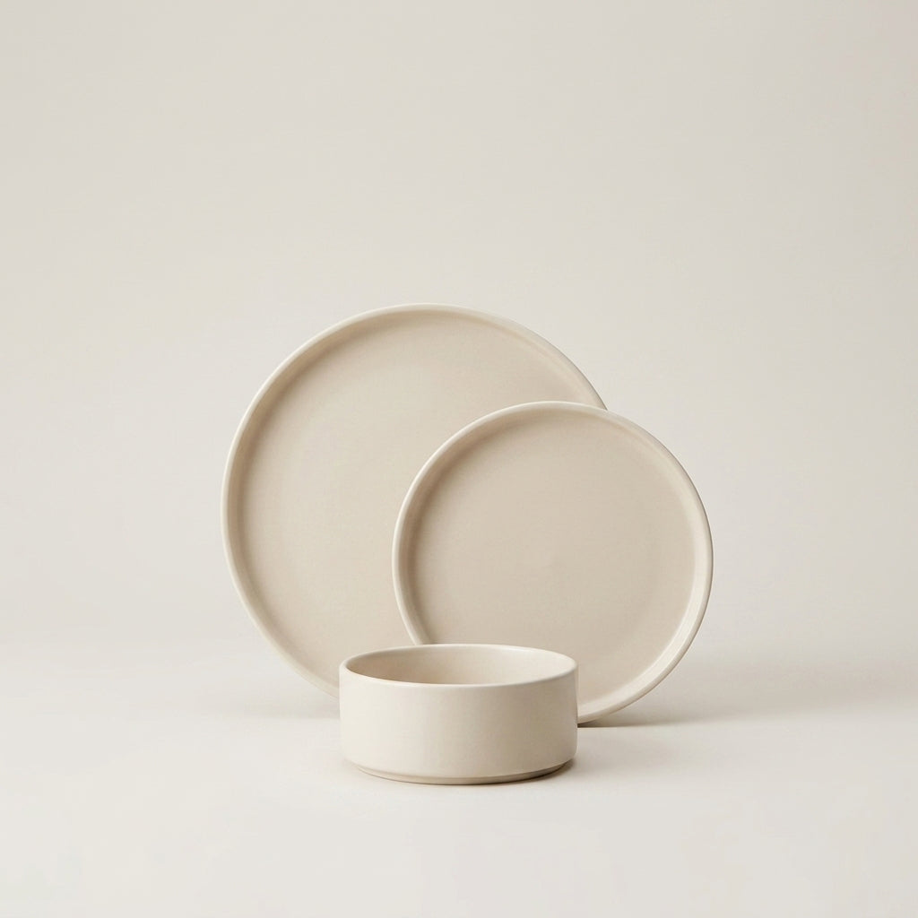 Heirloom Stoneware Dinner Set | Soft Cream