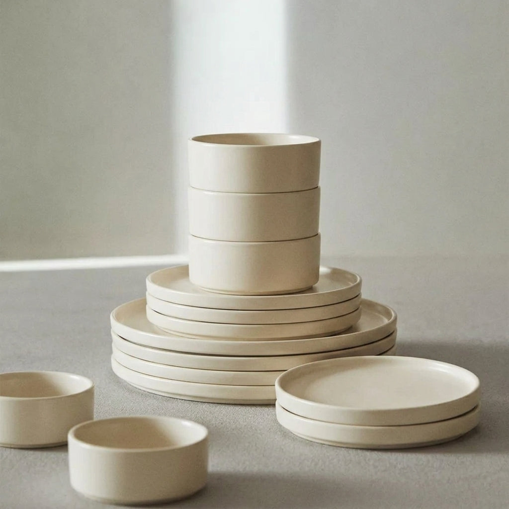 Heirloom Stoneware Dinner Set | Soft Cream