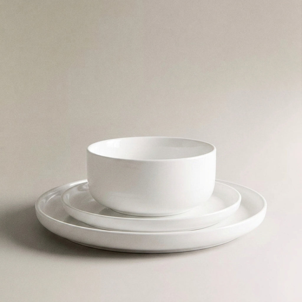 White Stoneware Dinner Set | Handcrafted Ceramic