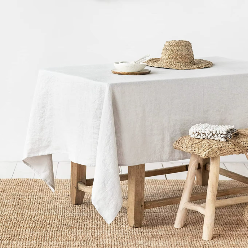 Pure Linen Tablecloth – Natural Solid Colour Table Cover