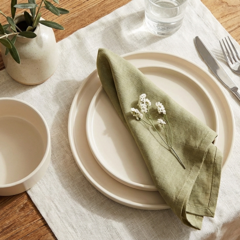 Heirloom Stoneware Dinner Set | Soft Cream