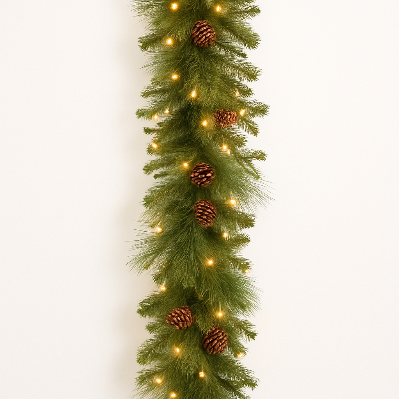 180cm Pre-Lit Rattan Christmas Centrepiece Garland