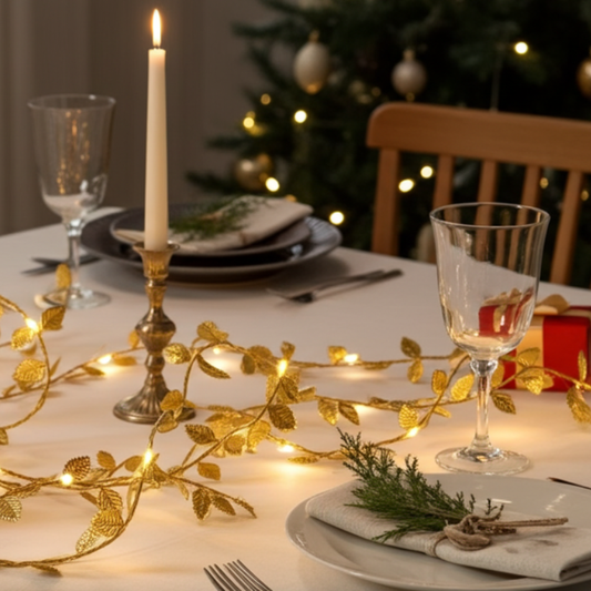 Golden Tiny Leaves Fairy LED String Lights – 5M/10M Decorative Garland Lights