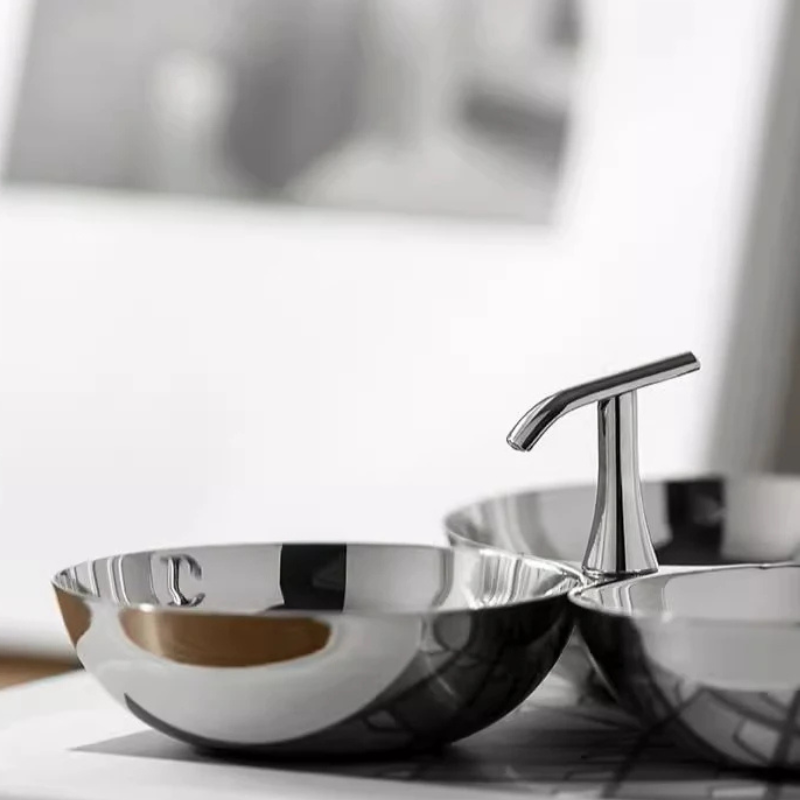 Stainless Steel 3-Section Snack Bowl – Appetiser Serving Dish