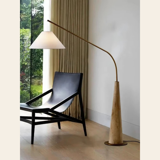 Modern Walnut Floor Lamp – LED Bedside &amp; Living Room Lighting