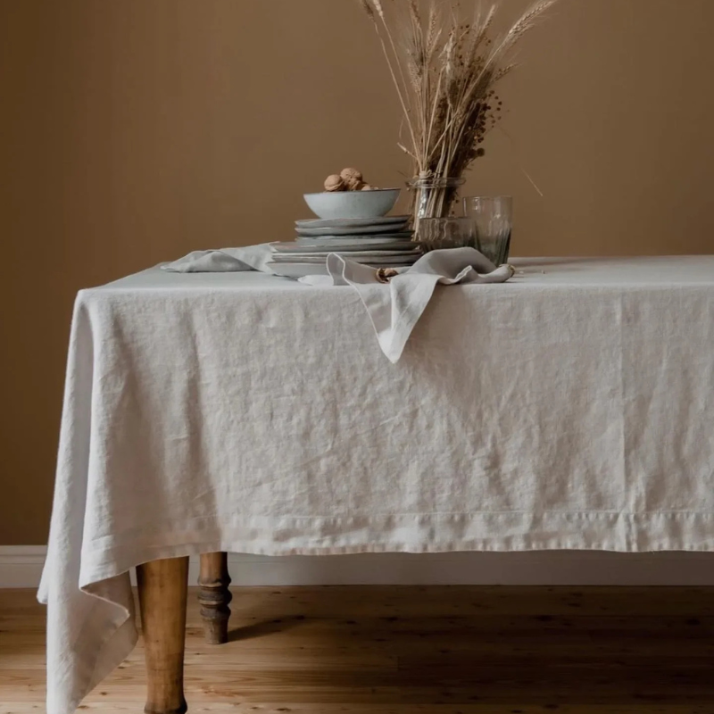 Pure Linen Tablecloth – Natural Solid Colour Table Cover