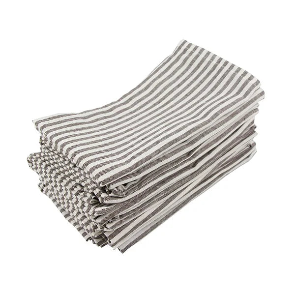 Linen-Cotton Napkins – Striped Artisan Dinner Cloths & Placemats - Set of 12