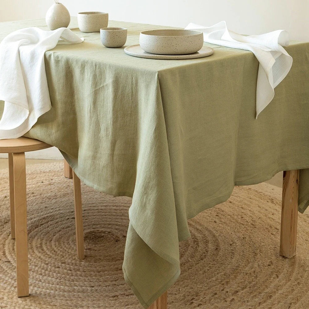 Pure Linen Tablecloth – Natural Solid Colour Table Cover