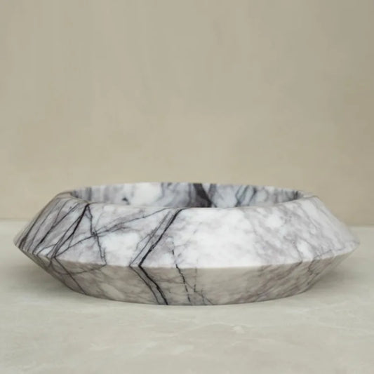 Marble Circular Fruit Tray – Narrow Mouth Decorative Tray for Home, Hotel & Desktop