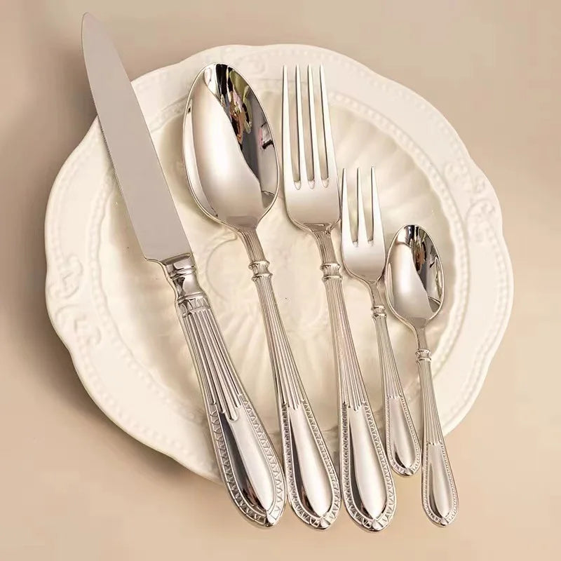 European Silverware Set – Luxury Stainless Steel Cutlery Silver
