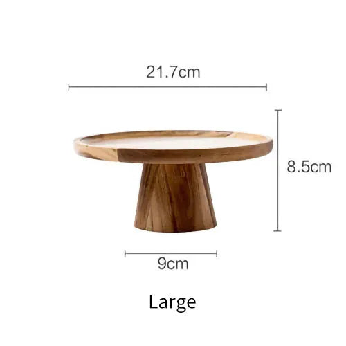 High Stand Wooden Cake Plate – Natural Wood Dessert Tray
