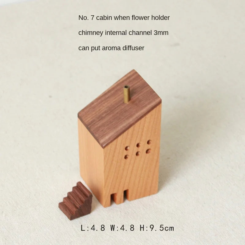 Wooden Miniature House – Decorative Incense Burner & Home Ornament