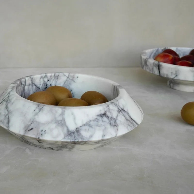Marble Circular Fruit Tray – Narrow Mouth Decorative Tray for Home, Hotel & Desktop