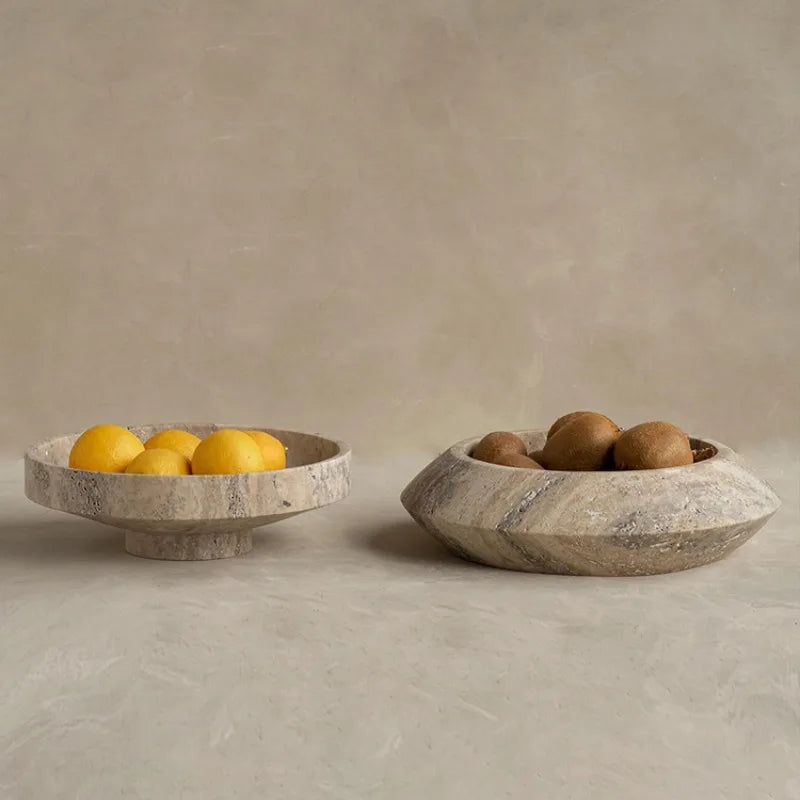 Marble Circular Fruit Tray – Narrow Mouth Decorative Tray for Home, Hotel & Desktop
