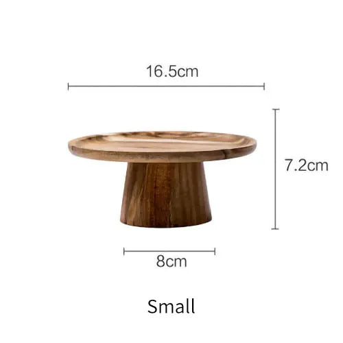 High Stand Wooden Cake Plate – Natural Wood Dessert Tray