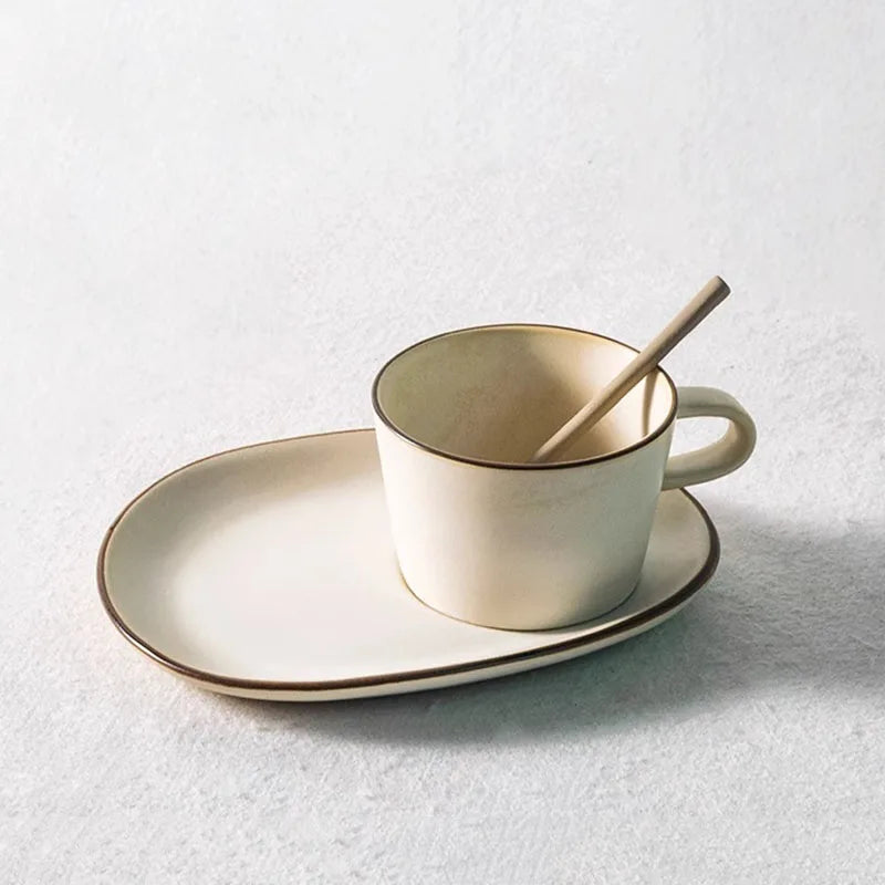 Ceramic Mug and Plate Set – 180 ml – Minimalist &amp; Elegant Tea and Coffee Set