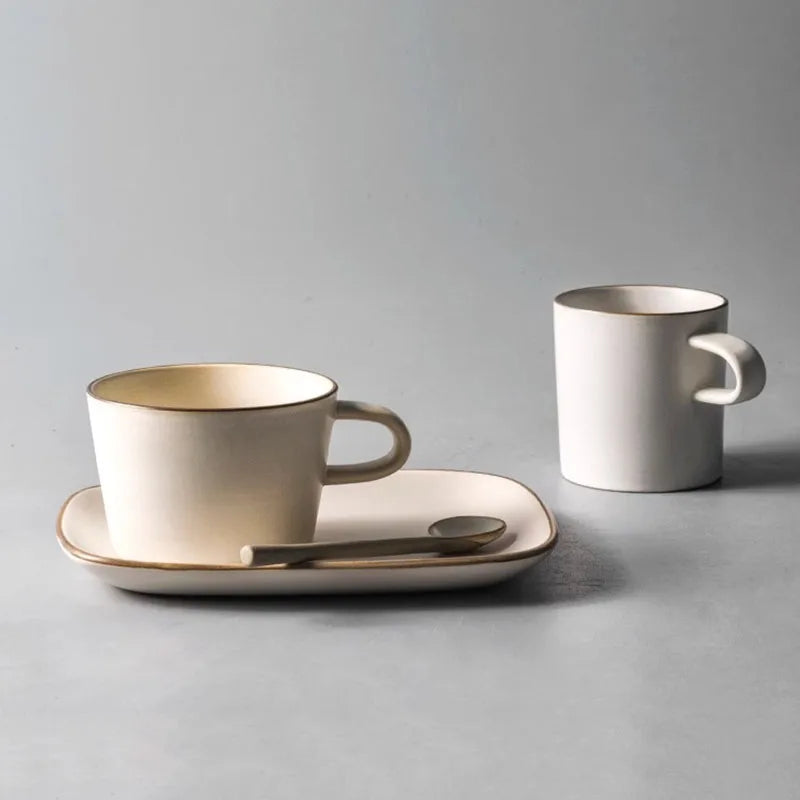 Ceramic Mug and Plate Set – 180 ml – Minimalist &amp; Elegant Tea and Coffee Set