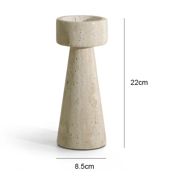Minimalist Marble Candle Holder – Travertine Stone Taper Candlestick