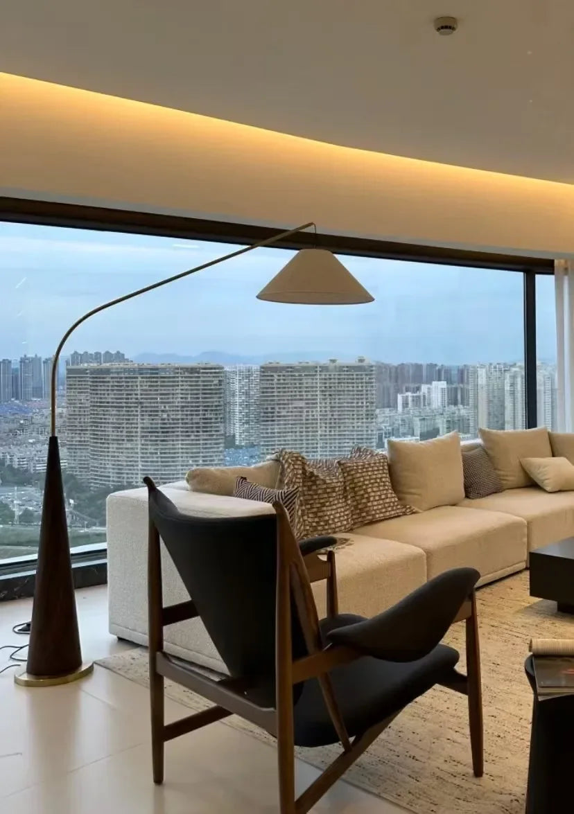 Modern Walnut Floor Lamp – LED Bedside &amp; Living Room Lighting