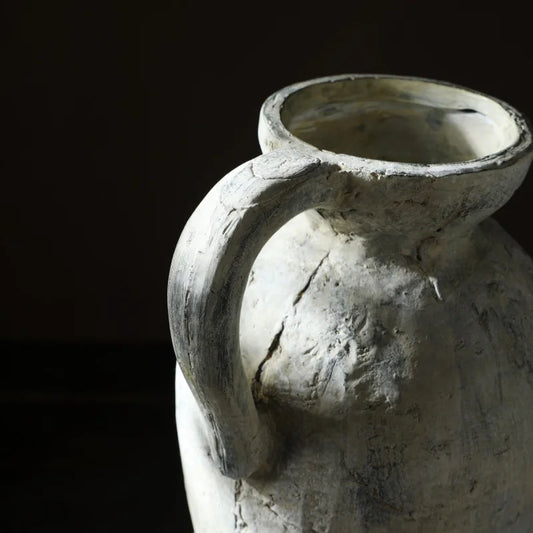 Handmade Aged Ceramic Vase – Rustic Vintage Pottery for Dried Flowers, Hallway Décor & Centrepiece
