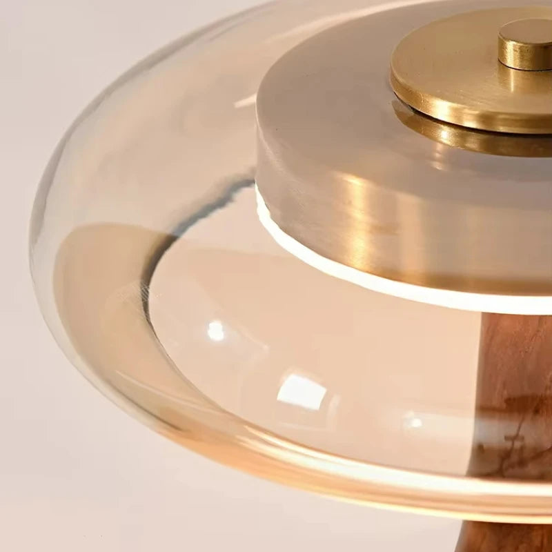 Retro Wooden Desk Lamp with Glass Shade – Warm Light Bedside & Table Lamp