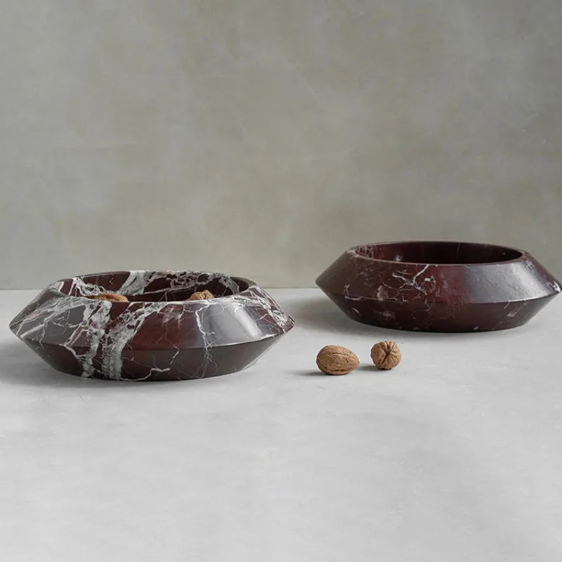 Marble Circular Fruit Tray – Narrow Mouth Decorative Tray for Home, Hotel & Desktop