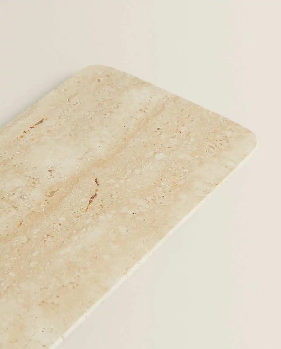 Natural Marble Tray – Beige Travertine Plate for Serving & Decor Organisation
