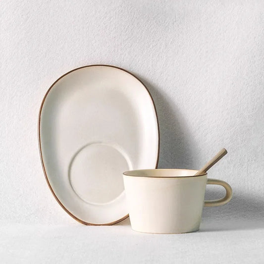 Ceramic Mug and Plate Set – 180 ml – Minimalist &amp; Elegant Tea and Coffee Set