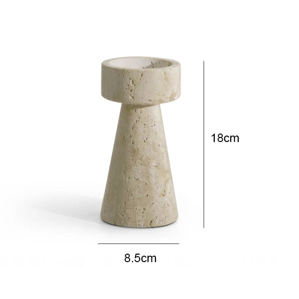 Minimalist Marble Candle Holder – Travertine Stone Taper Candlestick