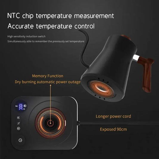 Intelligent Electric Kettle 900ML – Gooseneck Spout, 220V 1200W Precision Brewing