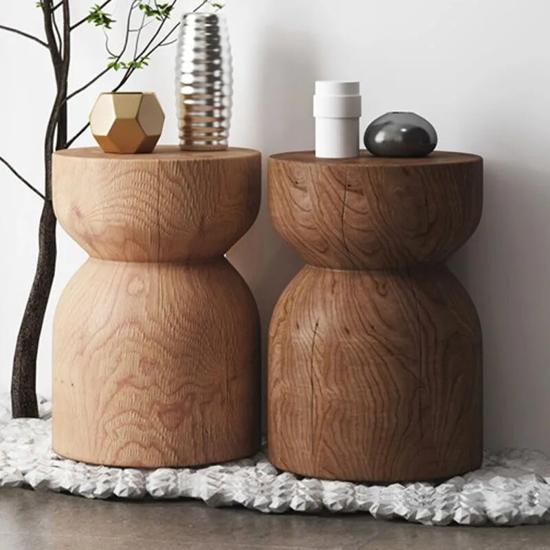Solid Wood Side - Stool Nordic Accent Table - Handcrafted Wooden Stool