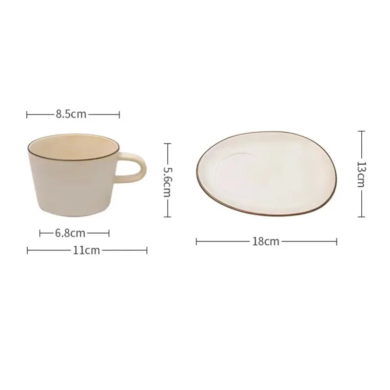 Ceramic Mug and Plate Set – 180 ml – Minimalist &amp; Elegant Tea and Coffee Set